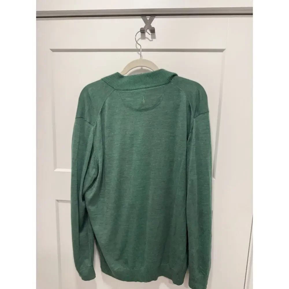 johnnie-O Baron Half Zip Wool Blend Sweater XL Palm Green